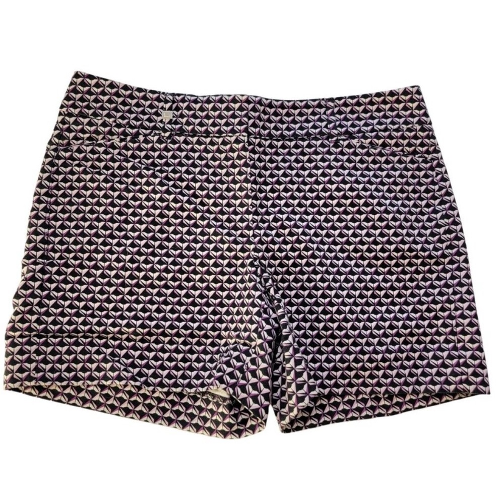 WHBM Womens The 5 Inch Short Geometric Black Purple 5 inch Pockets Colorful Sz 8